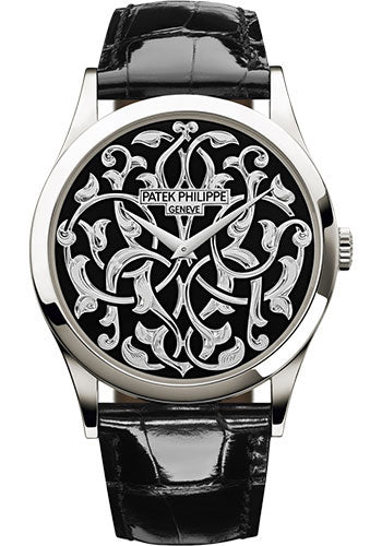 Patek Philippe Calatrava Volutes And Arabesques - 38 mm - Platinum - Handengraved Dial Model 5088_100P_001